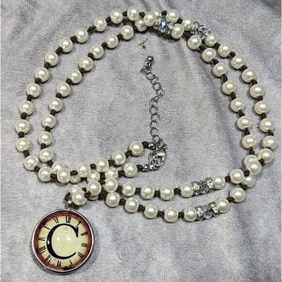 Elegant Steampunk Glass Pearl Beaded Pendant Necklace - Picture 6 of 6